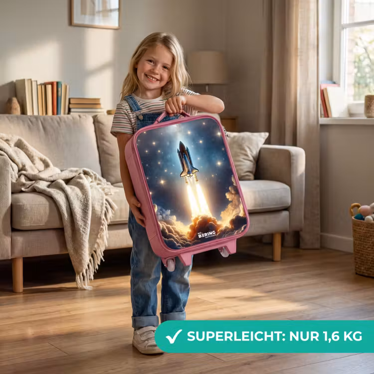 Kinderkoffer Rosa - Raumschiff, das zwischen den Sternen abhebt — 3