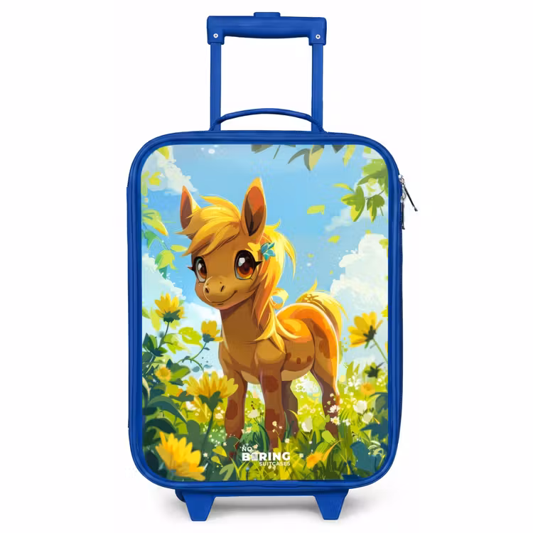 Kinderkoffer Blau - Braune Fransen zwischen gelben Blüten — 1
