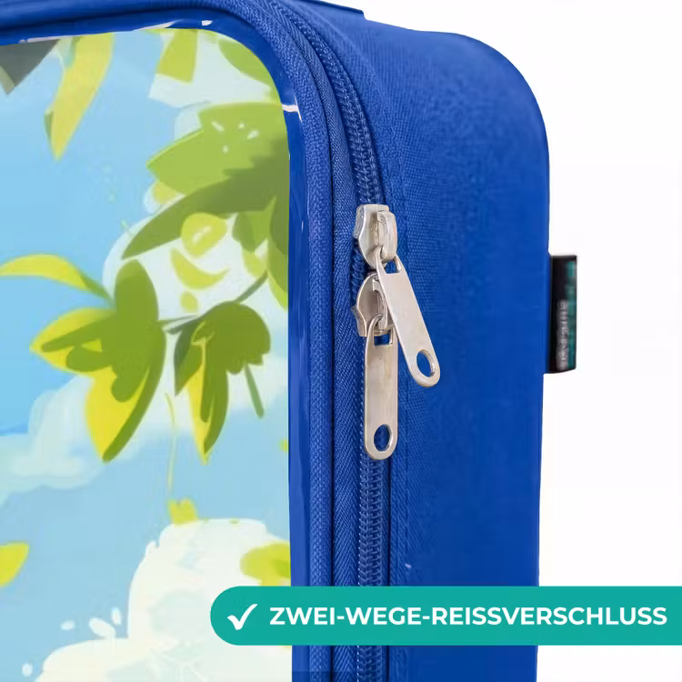 Kinderkoffer Blau - Braune Fransen zwischen gelben Blüten — 5