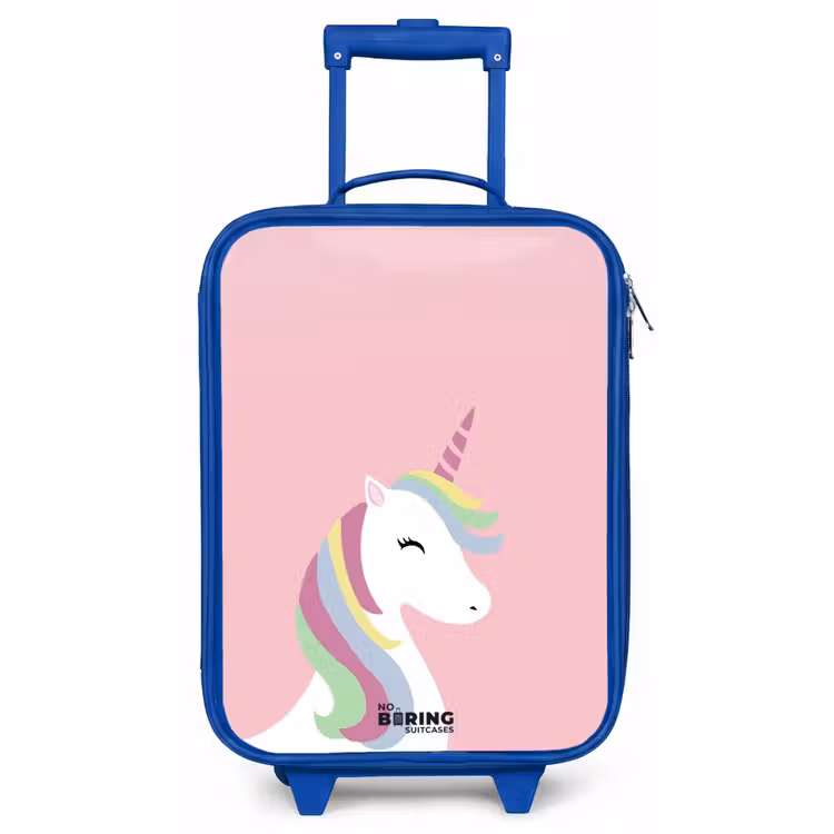 Kinderkoffer Blau - Cartoon Einhorn mit Regenbogenmähne — 1