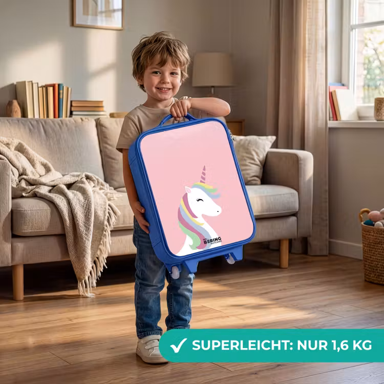 Kinderkoffer Blau - Cartoon Einhorn mit Regenbogenmähne — 3