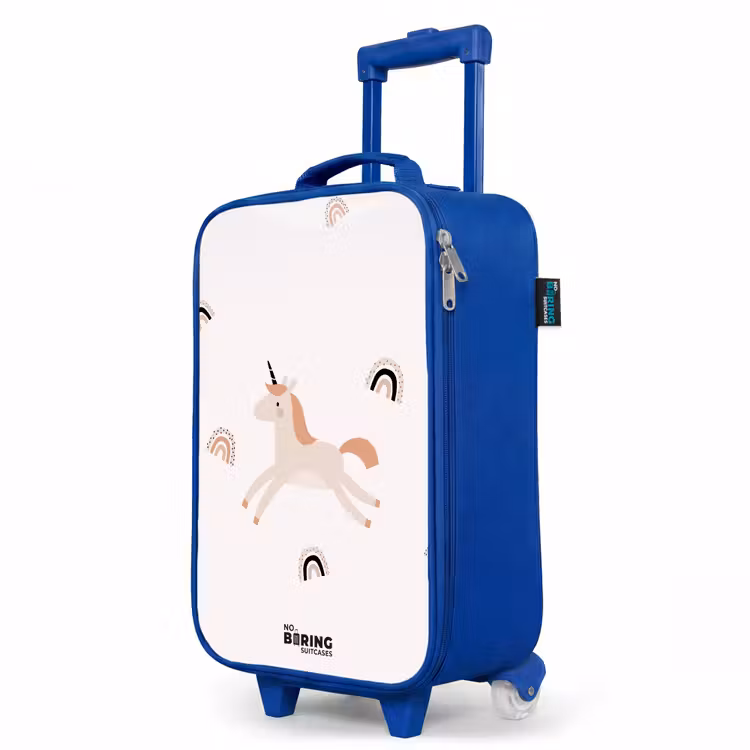 Kinderkoffer Blau - Einhorn mit orangefarbener Mähne — 8