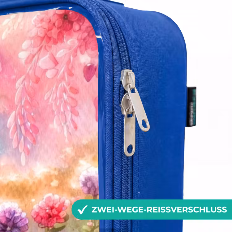 Kinderkoffer Blau - Kätzchen mit Regenbogen und Blumen — 5