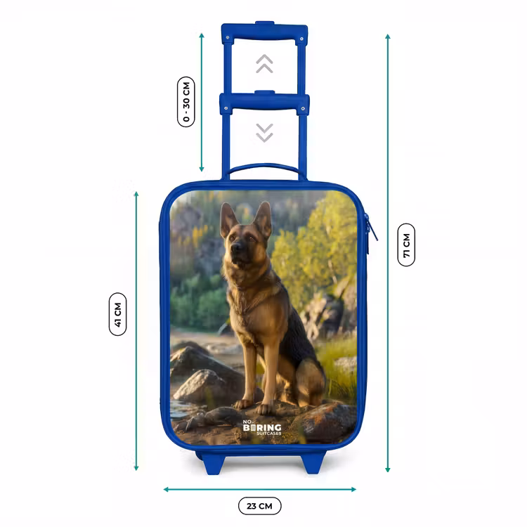 Kinderkoffer Blau - Schäferhund auf den Felsen beobachten — 7