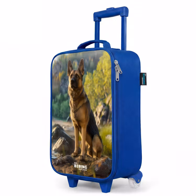 Kinderkoffer Blau - Schäferhund auf den Felsen beobachten — 8