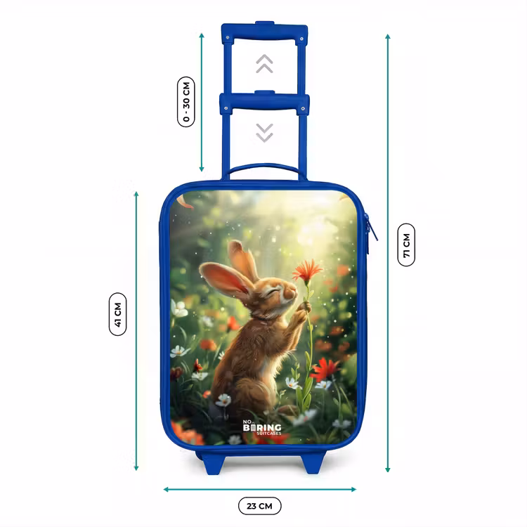 Kinderkoffer Blau - Seitenansicht eines Kaninchens mit roter Blume — 7