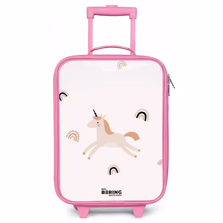 Kinderkoffer Rosa - Einhorn mit orangefarbener Mähne — 1