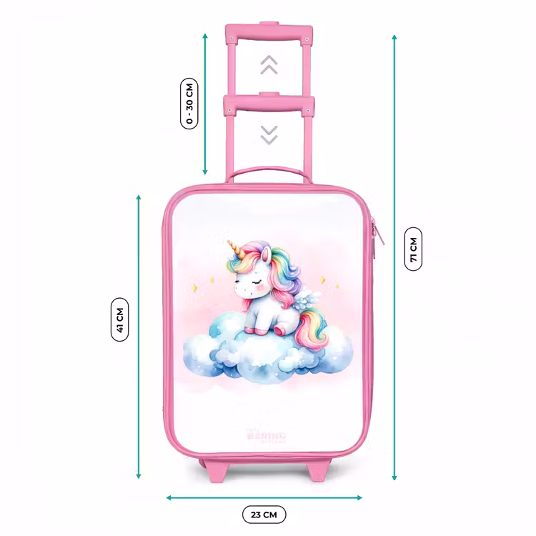 Kinderkoffer Rosa - Einhorn mit Regenbogenmähne auf einer Wolke — 7