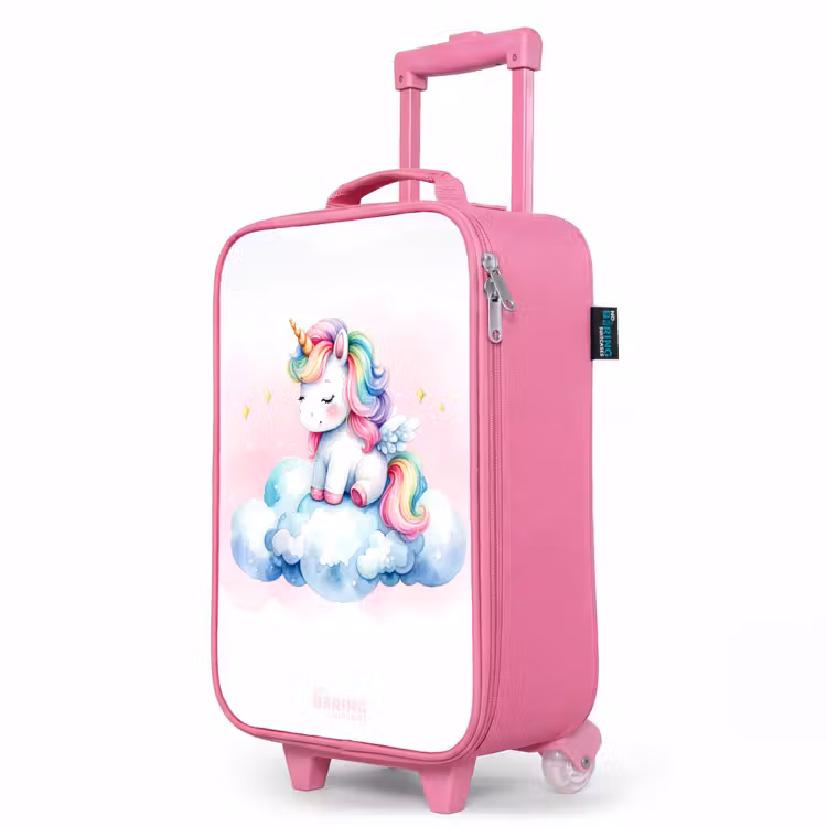 Kinderkoffer Rosa - Einhorn mit Regenbogenmähne auf einer Wolke — 8