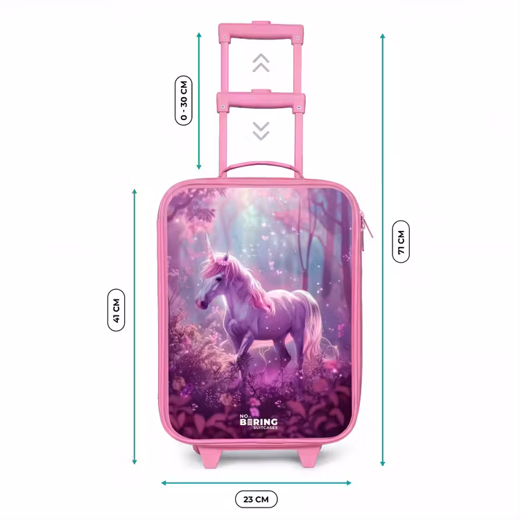 Kinderkoffer Rosa - Einhorn, umgeben von lila Natur — 7