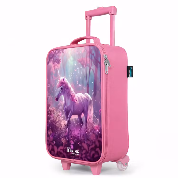 Kinderkoffer Rosa - Einhorn, umgeben von lila Natur — 8