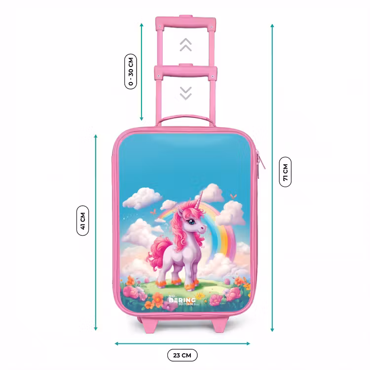 Kinderkoffer Rosa - Fröhliches Einhorn auf einem Regenbogen — 7
