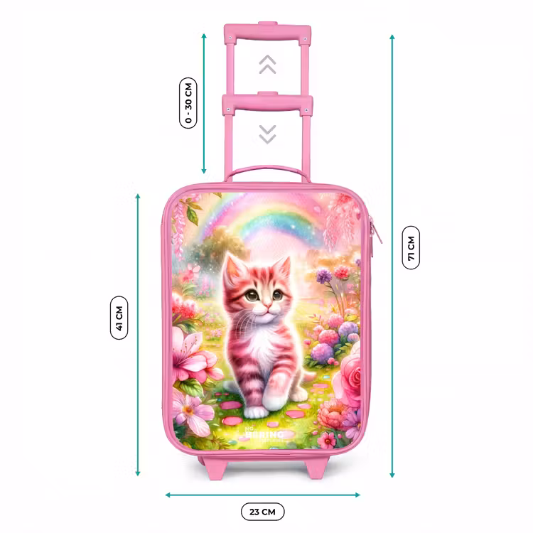 Kinderkoffer Rosa - Kätzchen mit Regenbogen und Blumen — 7