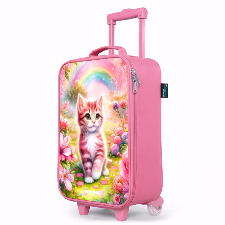 Kinderkoffer Rosa - Kätzchen mit Regenbogen und Blumen — 8