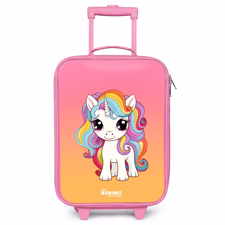 Kinderkoffer Rosa - Kleines Einhorn mit Regenbogenfarben — 1