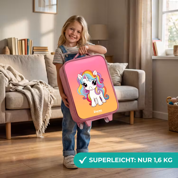 Kinderkoffer Rosa - Kleines Einhorn mit Regenbogenfarben — 3
