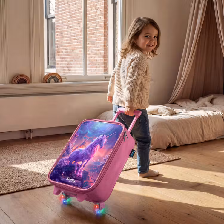Kinderkoffer Rosa - Lila Einhorn in magischer Umgebung — 2
