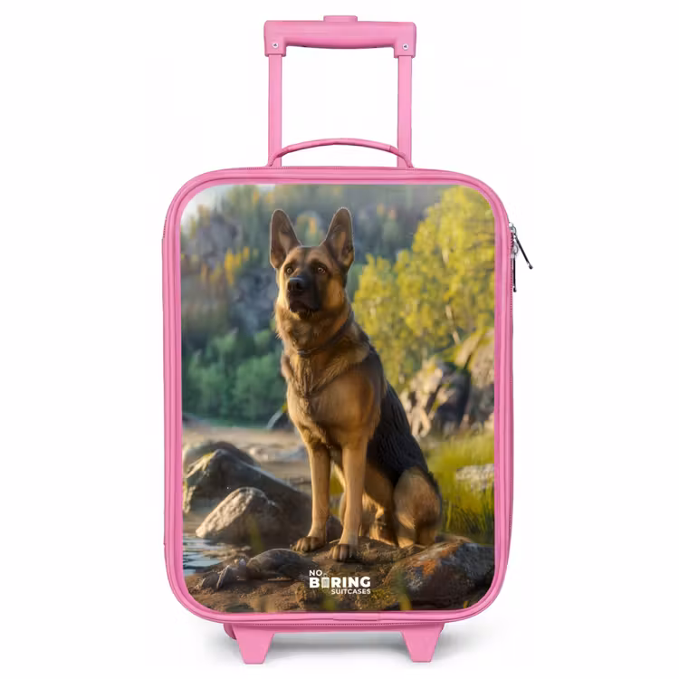 Kinderkoffer Rosa - Schäferhund auf den Felsen beobachten — 1
