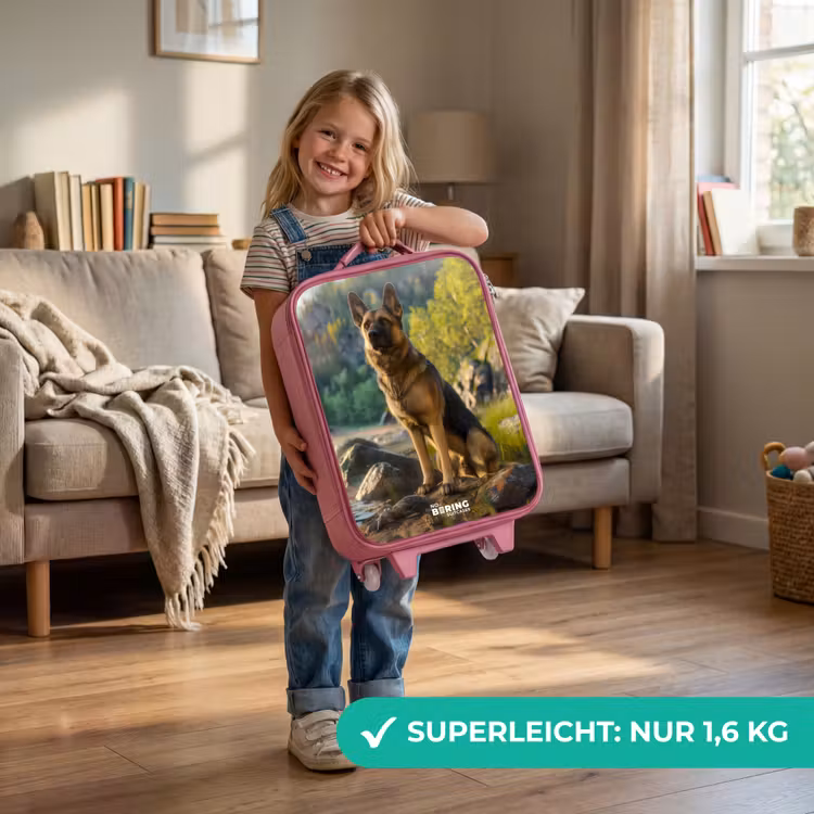 Kinderkoffer Rosa - Schäferhund auf den Felsen beobachten — 3