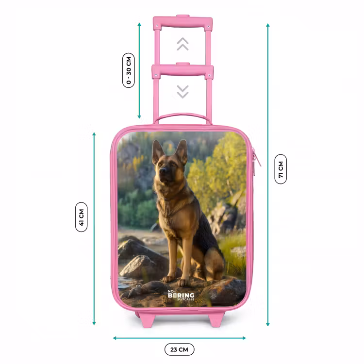 Kinderkoffer Rosa - Schäferhund auf den Felsen beobachten — 7