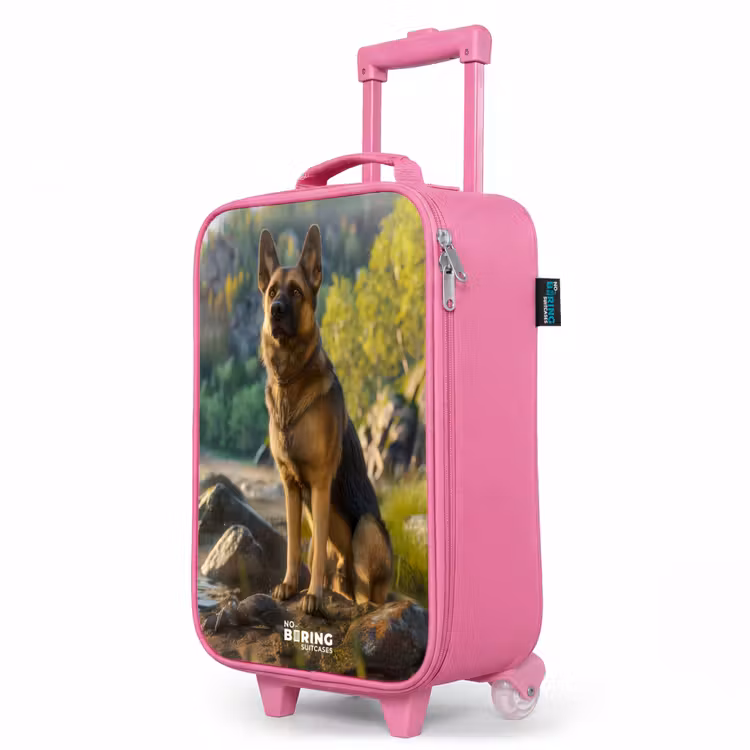 Kinderkoffer Rosa - Schäferhund auf den Felsen beobachten — 8