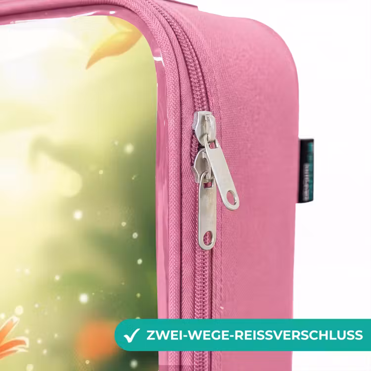 Kinderkoffer Rosa - Seitenansicht eines Kaninchens mit roter Blume — 5