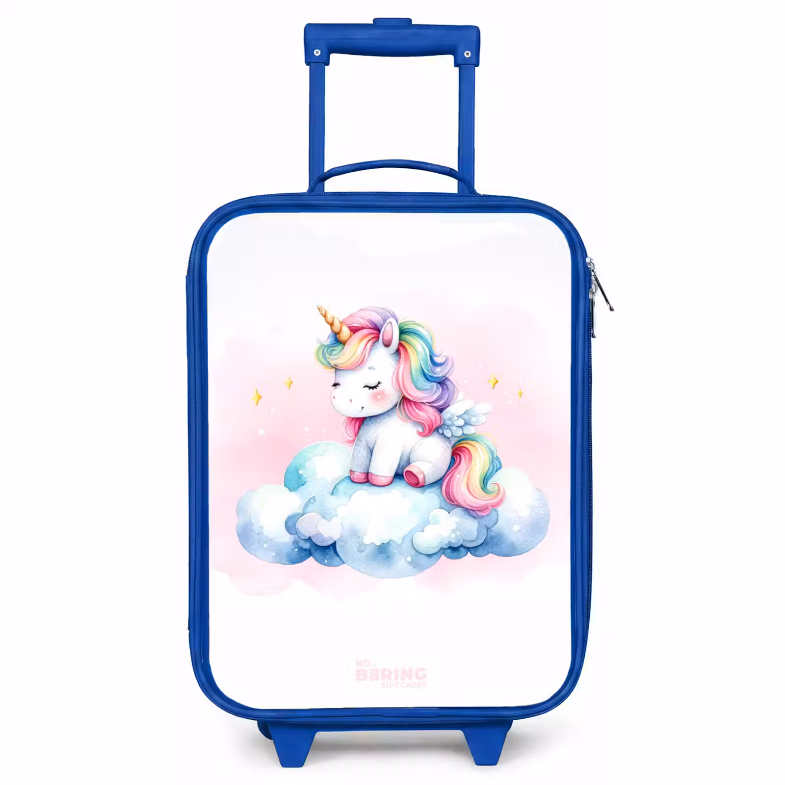 Kinderkoffer Blau - Einhorn mit Regenbogenmähne auf einer Wolke — 1