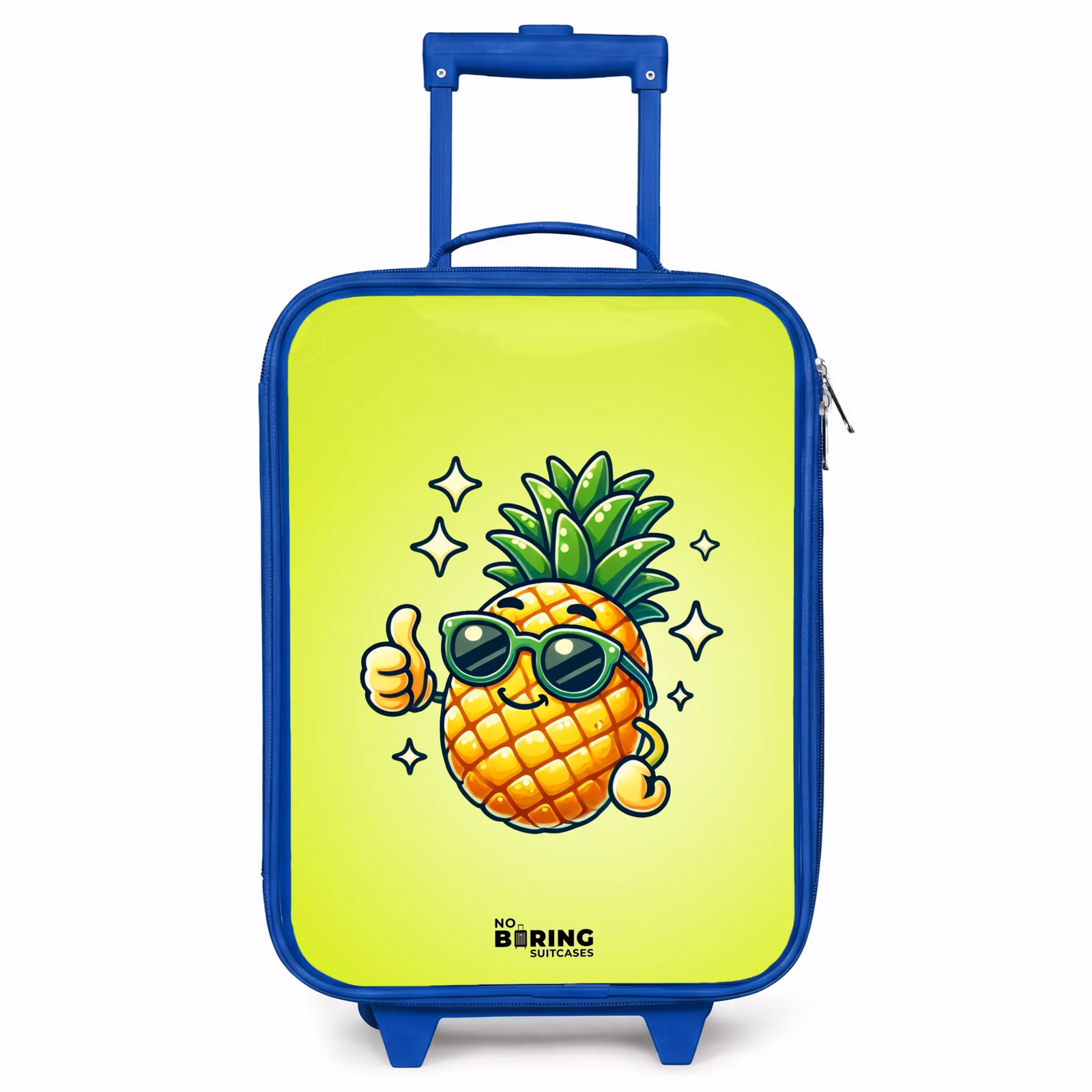 Kinderkoffer Blau - Glückliche Ananas mit grünem Hintergrund — 1