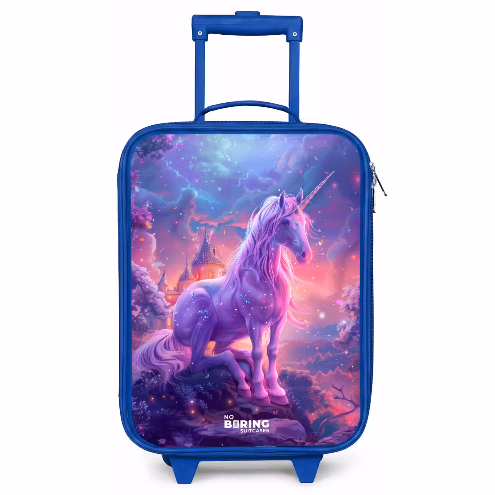 Kinderkoffer Blau - Lila Einhorn in magischer Umgebung — 1