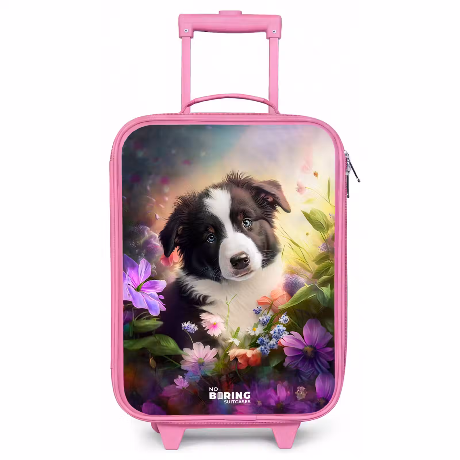 Kinderkoffer Rosa - Blauäugiger Hund auf einem Feld — 1