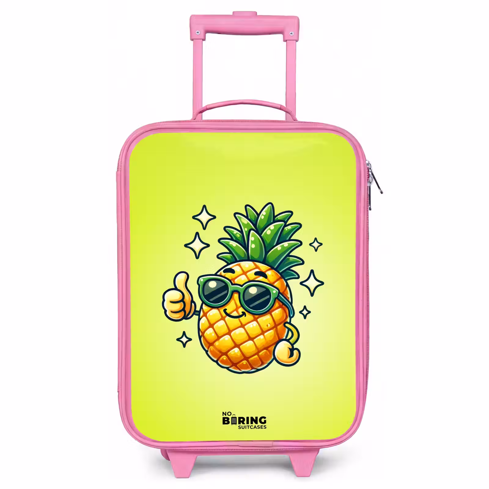 Kinderkoffer Rosa - Glückliche Ananas mit grünem Hintergrund — 1
