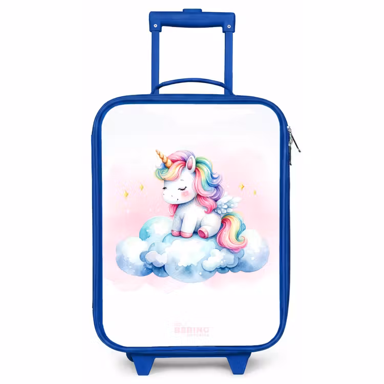 Kinderkoffer Blau - Einhorn mit Regenbogenmähne auf einer Wolke — 1