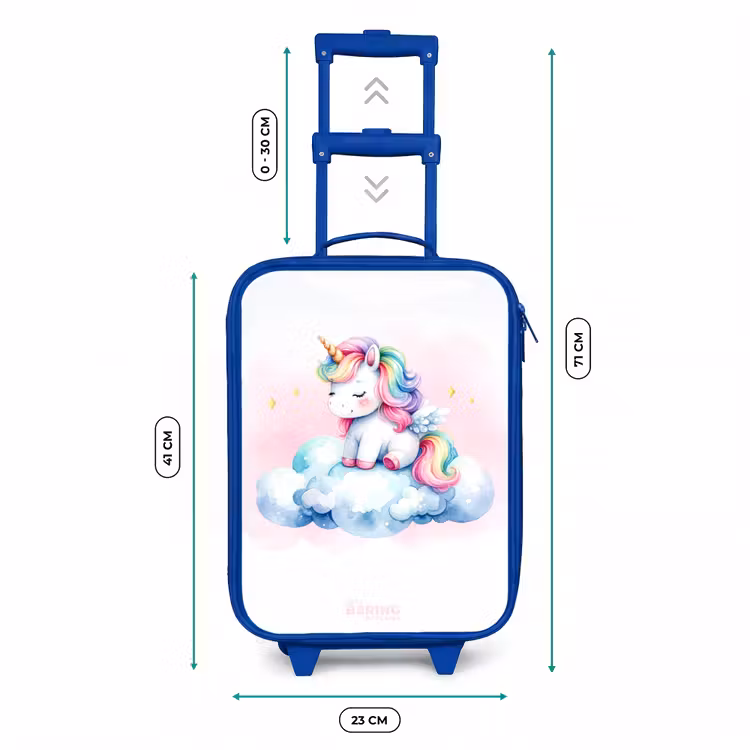Kinderkoffer Blau - Einhorn mit Regenbogenmähne auf einer Wolke — 7
