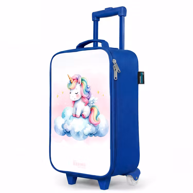 Kinderkoffer Blau - Einhorn mit Regenbogenmähne auf einer Wolke — 8