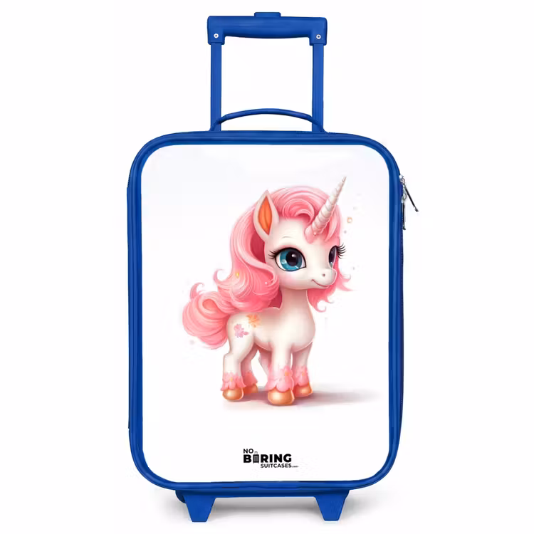 Kinderkoffer Blau - Einhorn mit rosa Mähne — 1