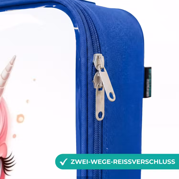 Kinderkoffer Blau - Einhorn mit rosa Mähne — 5