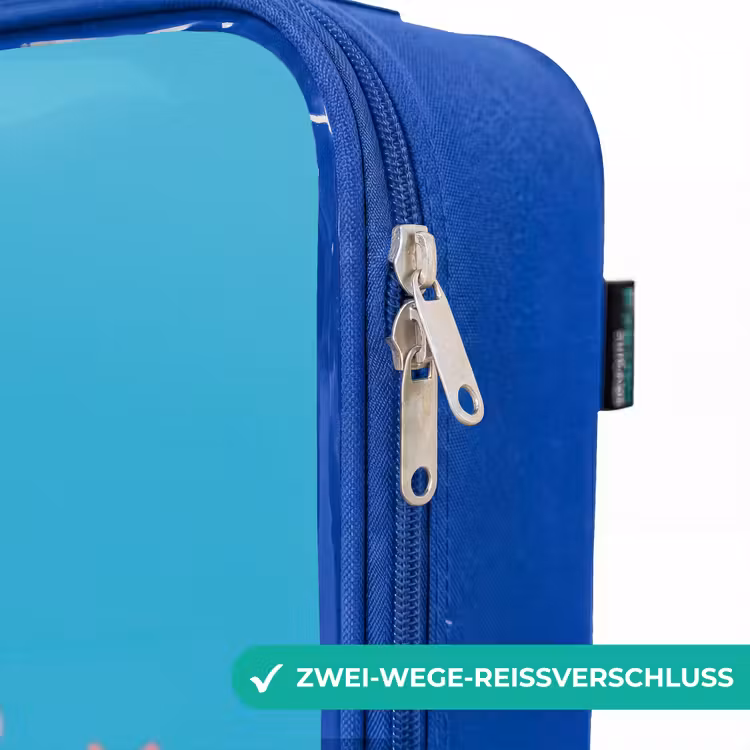Kinderkoffer Blau - Fröhliches Einhorn auf einem Regenbogen — 5