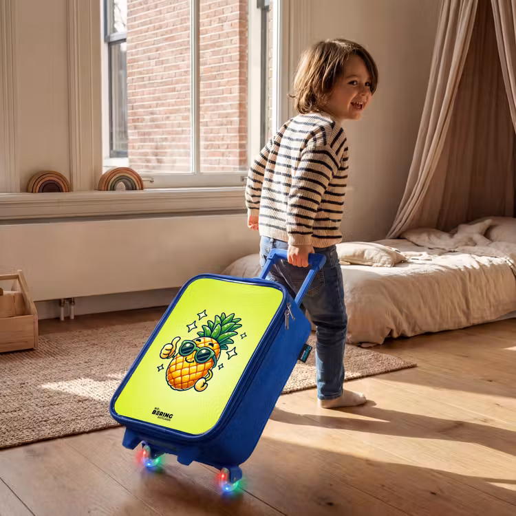 Kinderkoffer Blau - Glückliche Ananas mit grünem Hintergrund — 2
