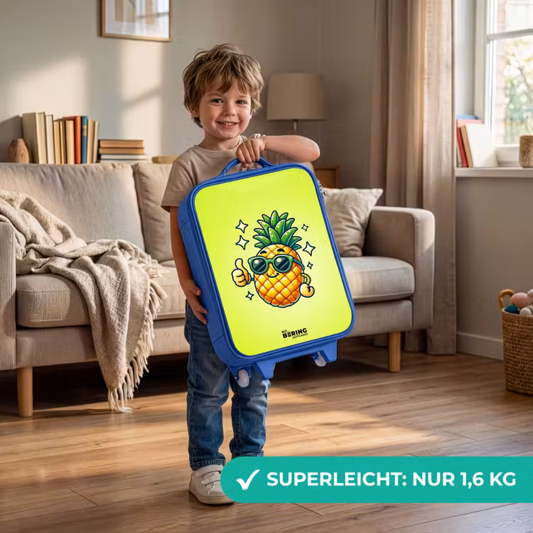 Kinderkoffer Blau - Glückliche Ananas mit grünem Hintergrund — 3