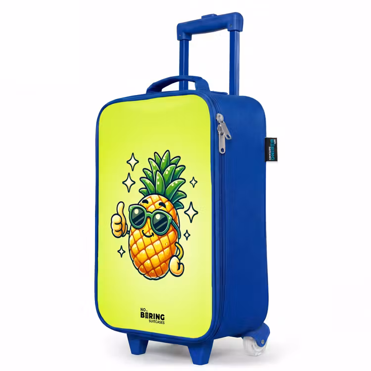 Kinderkoffer Blau - Glückliche Ananas mit grünem Hintergrund — 8