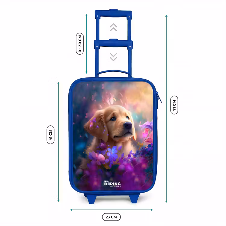 Kinderkoffer Blau - Junger Hund inmitten bunter Blumen — 7