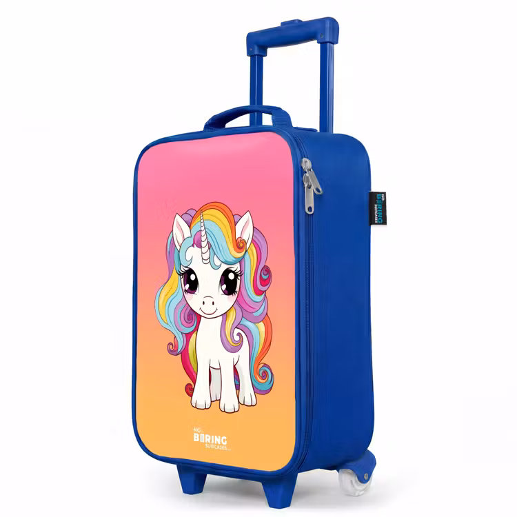 Kinderkoffer Blau - Kleines Einhorn mit Regenbogenfarben — 8