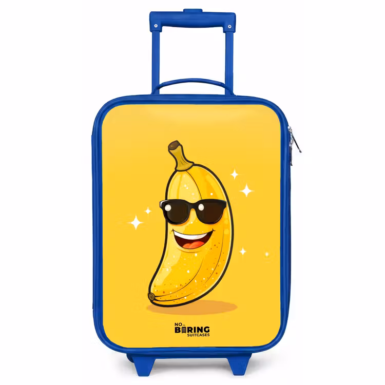 Kinderkoffer Blau - Lächelnde Banane mit schwarzer Sonnenbrille — 1