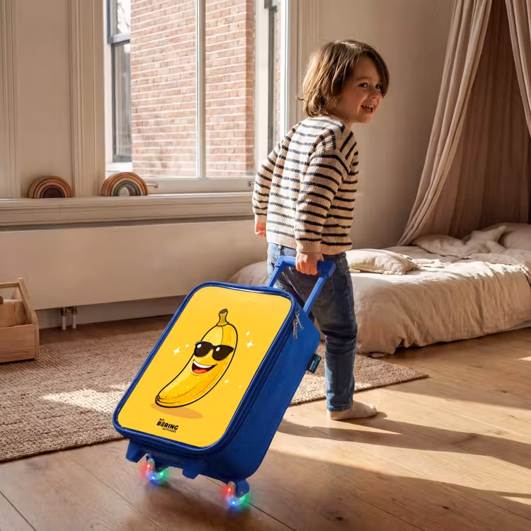 Kinderkoffer Blau - Lächelnde Banane mit schwarzer Sonnenbrille — 2