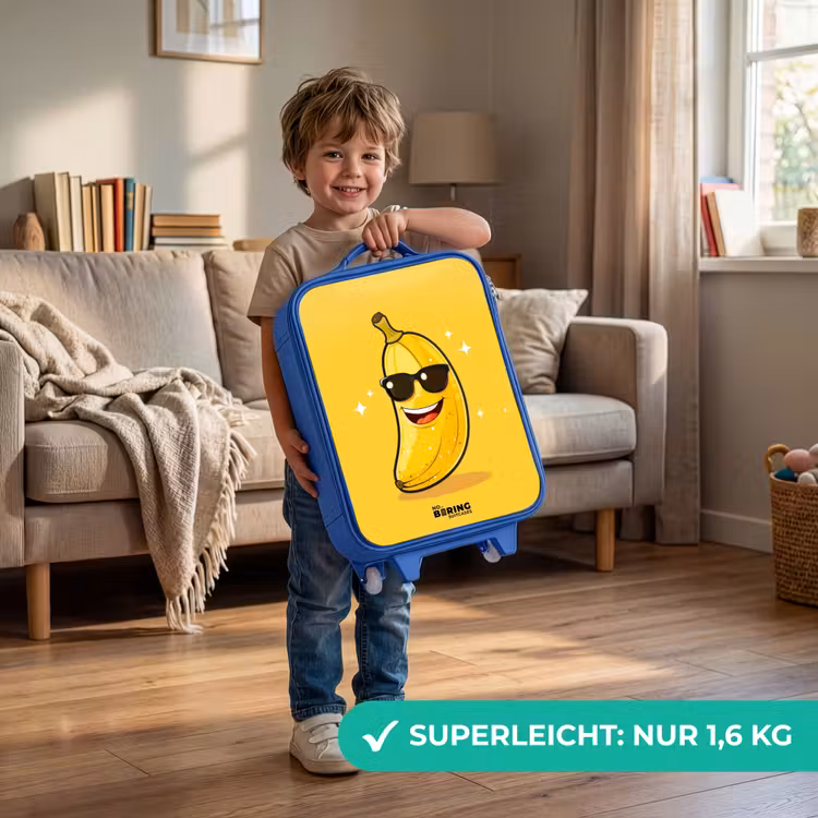 Kinderkoffer Blau - Lächelnde Banane mit schwarzer Sonnenbrille — 3