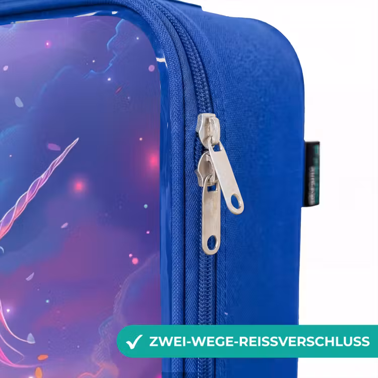 Kinderkoffer Blau - Lila Einhorn in magischer Umgebung — 5