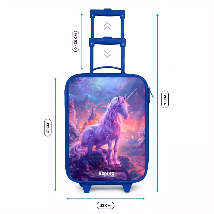 Kinderkoffer Blau - Lila Einhorn in magischer Umgebung — 7