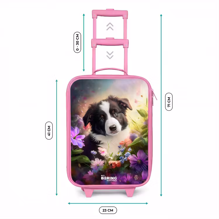 Kinderkoffer Rosa - Blauäugiger Hund auf einem Feld — 7
