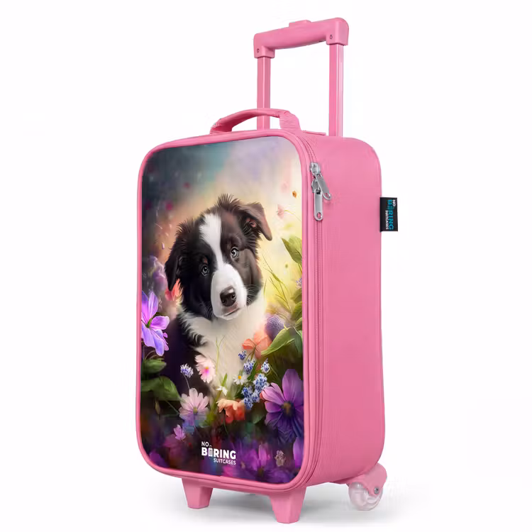 Kinderkoffer Rosa - Blauäugiger Hund auf einem Feld — 8