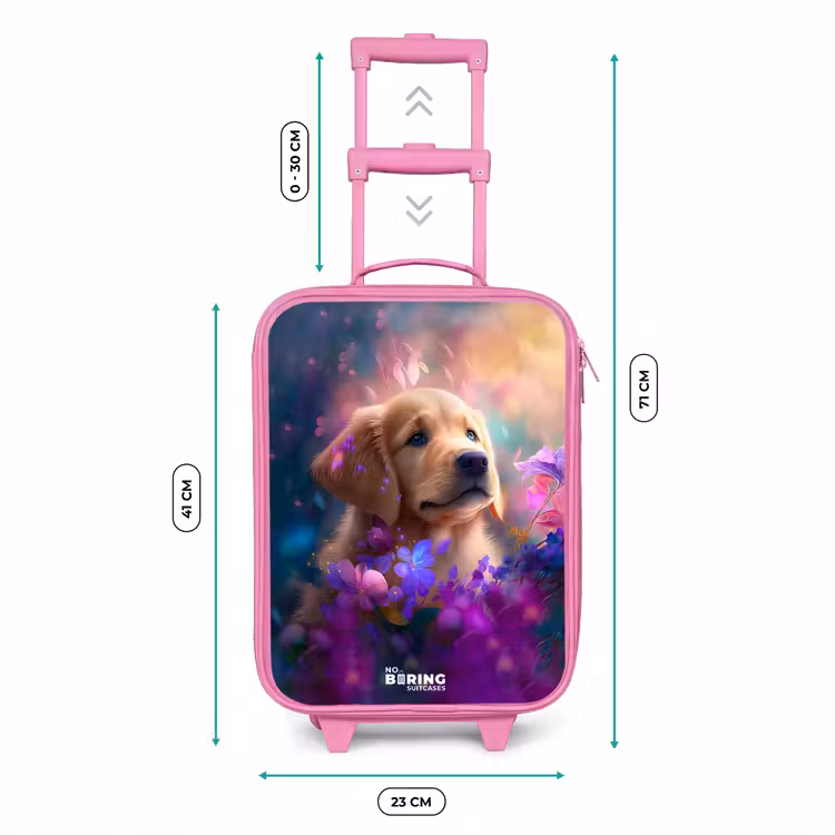 Kinderkoffer Rosa - Junger Hund inmitten bunter Blumen — 7